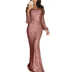 Wanita V-neck lengan panjang rumbai gaun makan malam tas pinggul gaun gaun panjang gaun malam вечерние платья больших размеров