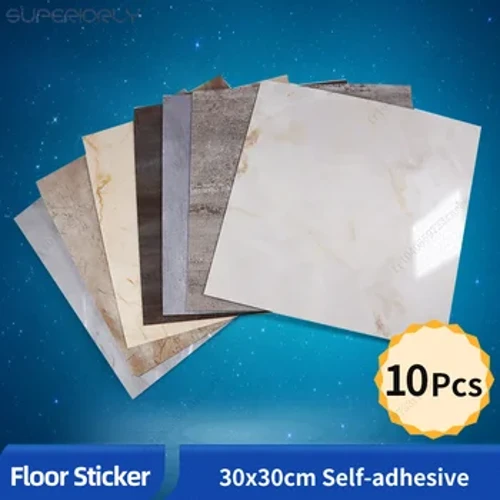 10db 30*30cm-es lapos PVC-utánzatú márványpadló matricák Öntapadó falmatricák vízálló fürdőszobai matricák