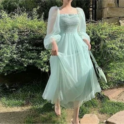 ʻO nā ʻaʻahu homecoming Vintage Elegant Nā lima lōʻihi i ka ʻāʻī ʻāʻī ʻāpana Tulle A-line wāwae wāwae lōʻihi o nā wahine Prom Party Summer Robe Gowns