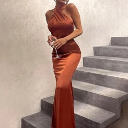 Dulzura sleeveless Cross Halter Satin Midi gúna Backless Bodycon Sexy Galánta Páirtí Club Éadaí Tráthnóna Breithlá Éadaí Samhraidh