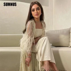 SUMNUS, luxuriöse Abendkleider mit Pailletten, Meerjungfrau, Vintage-Federn, Flecken, Saudi-Arabien, Robes De Soirée, Abendkleider, Dubai, Partykleid