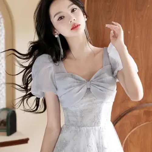 Abiti da sera con stampa in stile francese Abito da donna con applicazioni di paillettes Fasciatura A-line Abito da homecoming Semplice ed elegante abito da ballo moderno