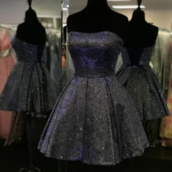 I-Elegant A-Line Strapless Glitter Izingubo Zokubuya Zasekhaya I-Corset Emuva Edolo Ubude Bemikhono Abangenamikhono I-Abendkleid Izingubo zase-Soirée Zabesifazane
