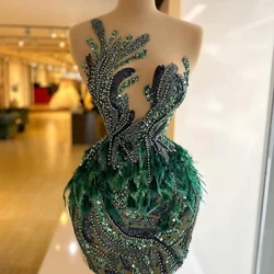 J14 Cao Cấp Cổ Tròn Vỏ Trên Đầu Gối Cô Gái Da Đen Kim Sa Lấp Lánh Đính Hạt Homecoming Áo/Sinh Nhật Dạ Hội Tiệc Cocktail Đồ Bầu Miễn Phí Vận Chuyển