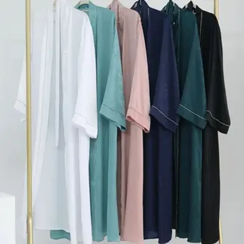 Ramadan Eid Mwslimaidd Dubai Agored Satin Abaya Kimono Kaftan Abayas I Fenywod Kebaya Caftan Marocain Robe Femme Musulmane