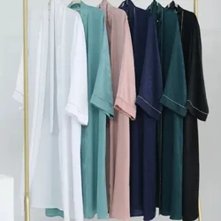 Ramazanski bajram Dubai Muslim Open Saten Abaya Kimono Kaftan Abayas Za Žene Kebaya Caftan Marocain Robe Femme Musulmane