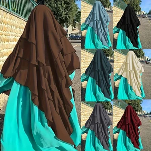 I-Ramadan Modest Islamic Three Layered Khimar, Umbala Oqinile u-Hijab Kebaya, Izingubo Zabesifazane ZamaSulumane