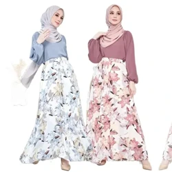 Kartini Kebaya Indonesia Sgert Merched Mwslimaidd A-Line Wedi'i Argraffu gyda Eid Islamaidd De-ddwyrain Asia Jelaba Twrceg Kaftan i Fenywod
