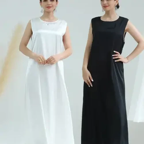 Ramadan Svart Vit Kebaya Satin Abaya Dubai Bön Kläder Kvinnor Turkiet Islam Muslimsk Klänning Kaftan Marocain Dräkt Femme Musulmane