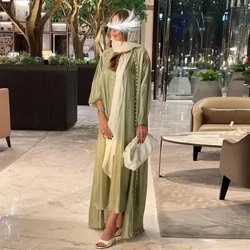 2 bucăți Abaya femeie seturi musulmane Kebaya rochii cu margele Hijab Ramadan robe islam musulman femei îmbrăcăminte Ansamblu Femme Musulmane