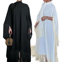 Ramadan Alb Negru Roz Satin Khimar Abaya Arabă Kaftan Rochii africane pentru femei Islam Musulman Rochie Kebaya Rochii africane