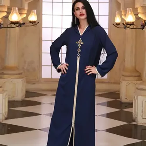Ramadan Eid Abaya albastră Dubai Turcia Islam Hijab Rochie musulmană Robe caftan Longue Femme Kebaya Rochii africane pentru femei Caftan