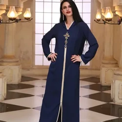 Ramadan Eid Blue Abaya Dubaj Turecko Islam Hidžáb Moslimské šaty Kaftan Róó Longue Femme Kebaya Africké šaty pre ženy Caftan