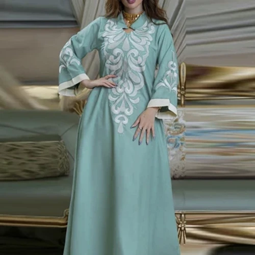Robe Müslüman Abaya Dubai İşlemeli Kebaya Elbise Uzun Kollu Abiye Fas Kaftan İslam Umman Bayanlar Elbiseler