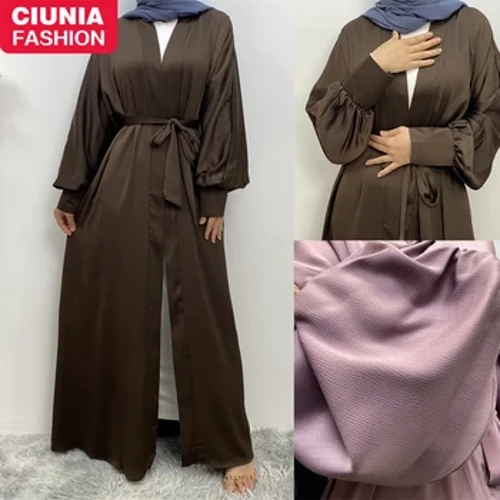 I-Ramadan Abaya Dubai I-Luxury Ribbed Satin Turkey Ingubo Ehloniphekile Enhle Enamaphakethe I-Muslim Kimono Kaftan Islam Khimar Kebaya