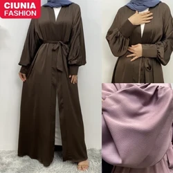 Ramazon Abaya Dubay hashamatli to'rtburchakli atlas turkiya kamtarona xalat nafis cho'ntakli musulmon kimono kaftan Islom Khimar Kebaya
