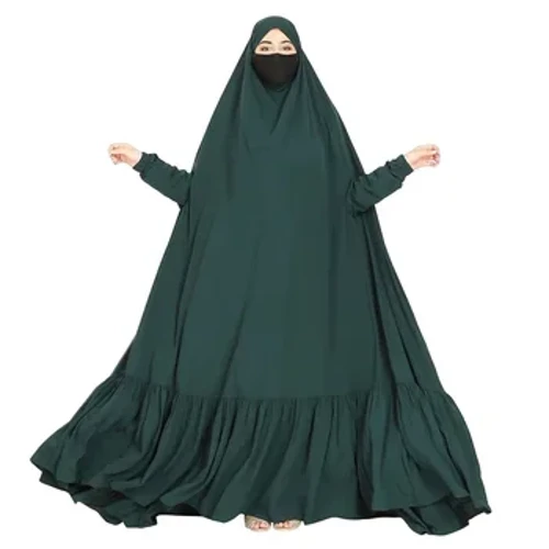 Ramadan Abaya Moyen-Orient Musulman Couleur solide Long Robe Kaftan, Chador Headscarf Robe, Islam Kebaya pour les femmes Dubaï Khimar