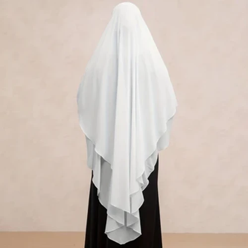 Ramadan Double Layer Chiffon Khimar, Solid Color Hijab Kebaya, Islam Pambabaeng Damit