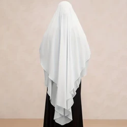 Ramadan Double Layer Chiffon Khimar, Solid Color Hijab Kebaya, Islam Pambabaeng Damit