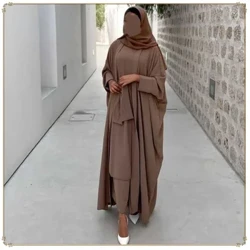 I-Eid Vula Abaya Izingcezu Ezimbili ZamaSulumane Amasethi e-Kebaya Dubai Ingubo ye-Hijab Eqinile YamaSulumane Abesifazane BamaSulumane Izingubo E-Dubai Abayas Izingubo zeRamadan