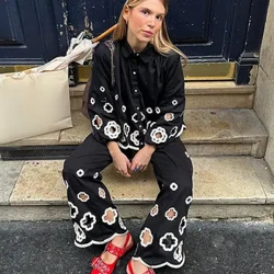 Fugala'au Fa'apena Fugala'au Fa'aofuofu O'o'ese Seti Seti E lua Fa'ita'i Lapel Lapel Mitiafu Umi Ofu Seti Pusa 2024 Spring Female Streetwear