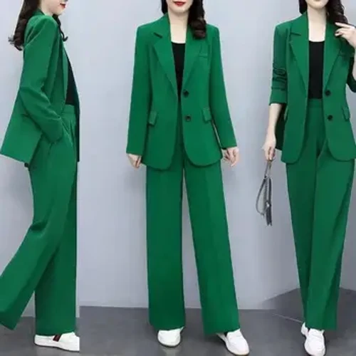 Setelan Celana Pinggang Elastis Wanita Elegan Setelan Bisnis Set dengan Kerah Tombol Penutupan Cardigan Lebar Kaki Celana Formal untuk Plus