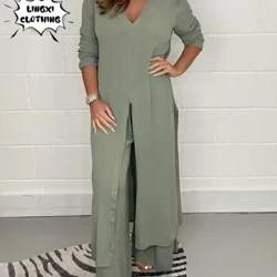 2024 Summer Fashion fou Seti a tama'ita'i Vavae uumi pito pito i luga masani ofuvae vae lautele lua seti seti mata'ina tele lapopoa seti fa'aogaina.