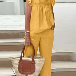 ZANZEA Summer Urban Tracksuit Women Suali za Kazi za Mitindo Suti 2PCS Suruali za Kifahari Suruali za Juu Seti Mavazi ya Kawaida ya Kawaida 2024