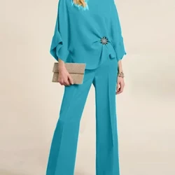 Women Spring Matching Set Zanzea Elegant OL Work Pants Set Long Sleeve Blus Wide Leg Trousers Suits mode Urban Tracksude
