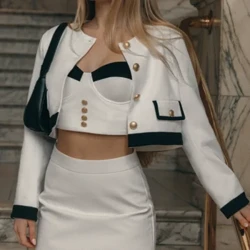 Costum scurt PB & ZA-Versatile pentru femei, sutien cu îmbinare, set fuste mini, modă și eleganță, haină de primăvară, nou, 2024
