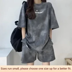 Petite kvinners løs passform Uformelt kortermet t-skjorte baselag topp shortssett sommer 2-delt dress
