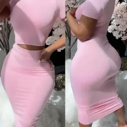 Emakumezkoen bi pieza-multzoak jantzi sexy dotoreak Mahuka motzak eta gerri altuko gona-multzoa Moda berria 2023ko udako emakumezko jantzi informala