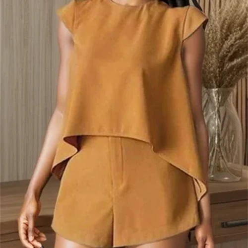 ZANZEA 2024 Thời Trang Mùa Hè Bộ Áo Sơ Mi Nữ Tay Ngắn + Quần Short Rời Bộ Trang Phục 2 Món Thiết Kế Quần Short Không Đều Bộ 2 Chiếc
