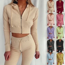 ʻElua ʻāpana Set Wahine ʻAno Wela 2021 Nā Wahine Haʻuki Leisure Suit Hooded Long-sleeved Tracksuit Wahine Dropshipping CKX9434