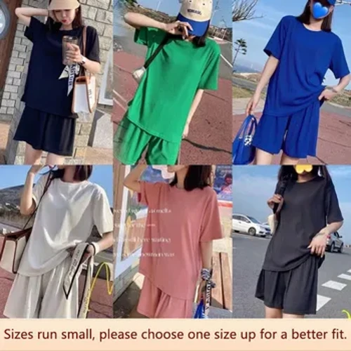 Vară Nou, 6 culori, mătase de gheață, versatilă, modă simplă, mânecă scurtă, pentru femei, 2 piese, costum casual, acasă, zilnic, pentru petrecere a timpului liber