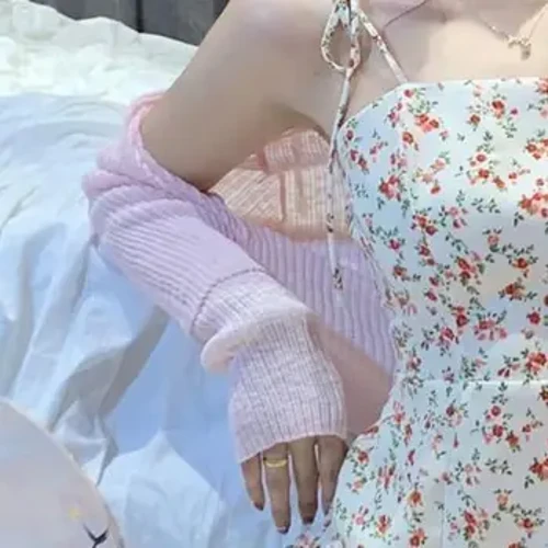 Sommar Blommönster Slimmad Klänning Ärmlös Mini Klänningar A Line Suspender Klänning Cardigan Set Strappy Klänningar Kapp Klänning Set