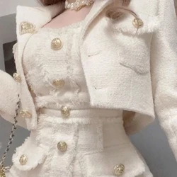 Elegant Women 2 Piece Set Sexy Slim Hip Package Mini Dress Long Sleeve Crop Jacket Pambabae Set 2024 Spring French Raw Lady Sets