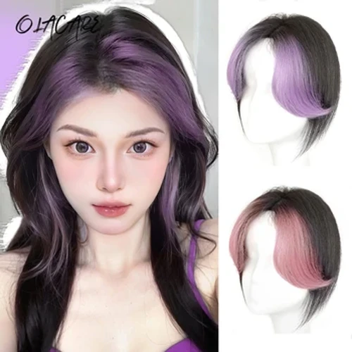 OLA Keskiosa Fake otsatukka Fringe Synteettinen Topper Hiuslisäke Clip-In Bang Extension Natural Invisible Clourse Hiuslisäke Naisten