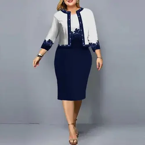Dotorea dama soineko beroki-multzo formala Slim Fit Kolore kontraste leuna Beroki laburra jantzia Emakumeen jantzi-beroki beroa
