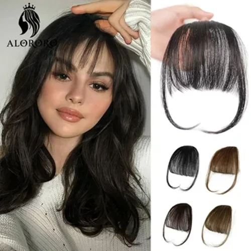 Ffug Anweledig Synthetig Aer Bangs Gwallt Estyniad Clip-Mewn Flaen Ymylon Darnau gwallt Bangs Aer Ffibr Da Steilio Gwallt Accessorie
