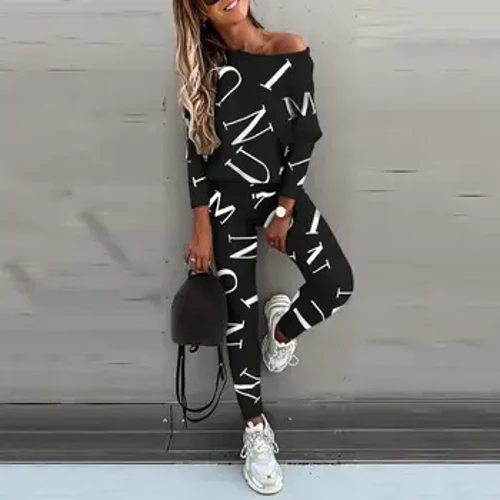 Kadınlar Uzun Kollu Kıyafet Spor takım elbise eşofman 2 adet set kazak hoodie uzun pantolonlar