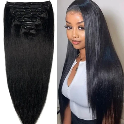 120g 8 cái/bộ clip trong phần mở rộng tóc tóc người 10 đến 26 inch remy tóc thẳng tự nhiên màu đen 4 613