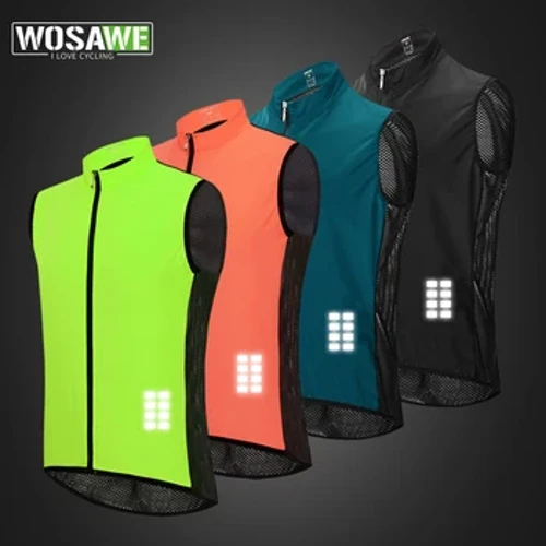 WOSAWE Phản Quang Đi Xe Đạp Áo Vest Nam Không Tay Nhanh Khô Nhẹ Chạy Áo Vest An Toàn Áo Gilet Xe Đạp Đường Bộ Xe Đạp MTB Quần Áo Mặc
