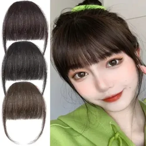 1Pc Kënschtlech Bangs Instant Stir Natural Clip-in Bangs Hoer Extensions Schwaarz Braun Straight Fringe Wig Hoerpieces fir Fraen
