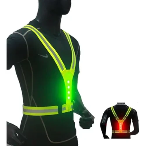 Sécherheet Reflektéieren Vest LED Lafen Luucht Upassbar Vëlo Vest Night Warnung Aarbecht Fëscherei Sports Vest