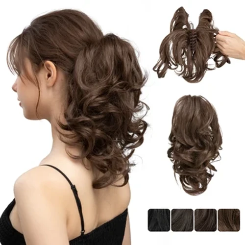 Extensions synthétiques en queue de cheval avec pince à griffes, postiche de qualité supérieure, chignon, faux cheveux naturels noirs, fausse queue de cochon pour femmes, P026