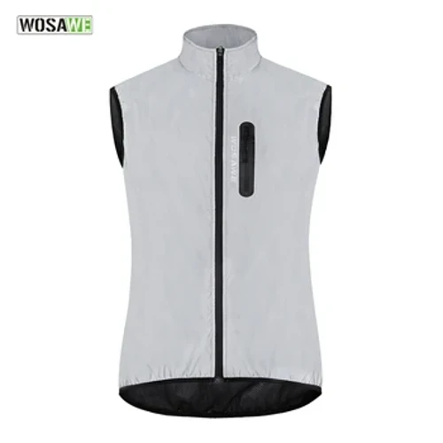 WOSAWE Pria Bersepeda Penuh Reflektif Rompi Windbreaker Jaket Tahan Air Musim Semi Musim Gugur Tahan Angin Sepeda Rompi Malam Bercahaya