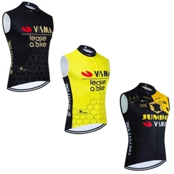 JUMBO 2024 VISMA Txirrindularitzako maillota lehortze azkarra Alpecin Team Bike Txalekoa Haize-jalekoa Gizonezkoen Udako Ropa Ciclismo mahukarik gabeko Bizikleta kamiseta