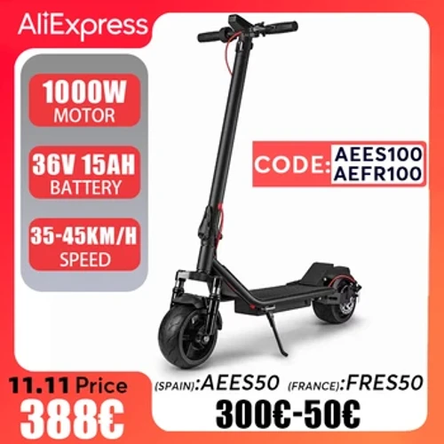 Eu-fragt 1000W 36V 15AH Kraftig elektrisk scooter for voksne Off-road punkteringsbeskyttelse 10 UK Bredt massivt dæk Hydraulisk bremse