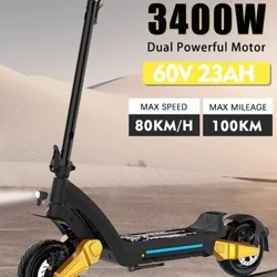 Neien elektresche Scooter 60V-23AH 3400W Dual Motor Max Geschwindegkeet 80KM/H Max Range 100KM NFC Spär Hydraulesch Brems Riser Spär 3-7 Deeg